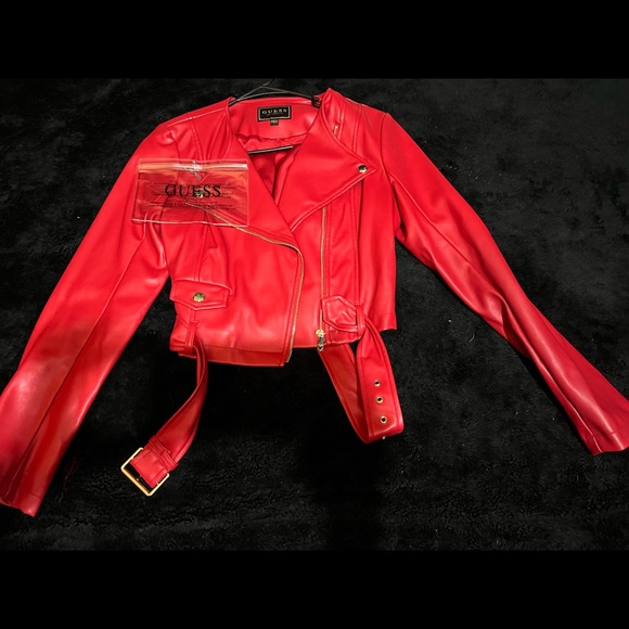 Guess red leather jacket - Picture 3 of 5